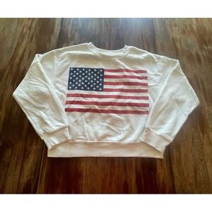 Art Class Girls White American Flag Graphic Crewneck Sweatshirt Size L 10/12